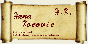 Hana Kočović vizit kartica